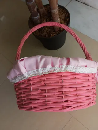 Cesta Bebé Rosa con Forro .