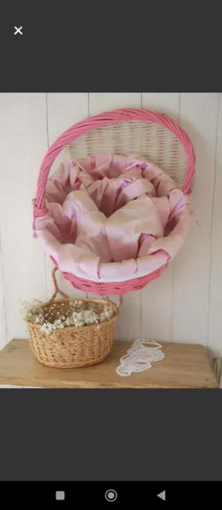 Cesta Bebé Rosa con Forro .