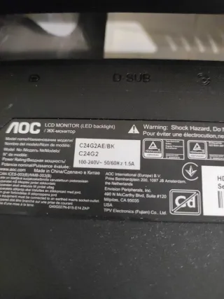 Despiece Cables y botonera monitor AOC G24G2