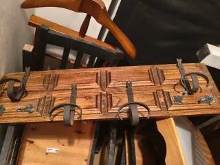 Perchero vintage madera y forja