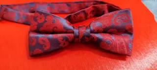 Pajarita azul y roja con estampado paisley