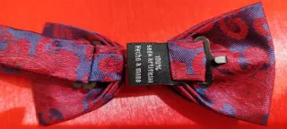 Pajarita azul y roja con estampado paisley