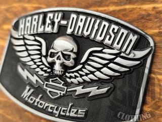 Fibbia Harley Davidson Teschio Ali
