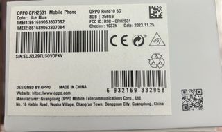 Oppo Reno10 5G con scatola e telefono