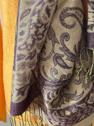 Fular lana 2 caras marrón y dorado