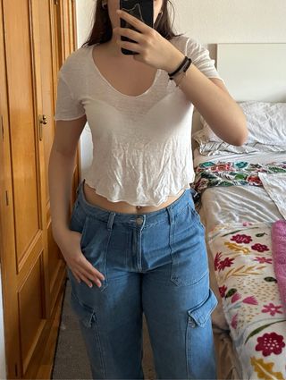 Camiseta crop blanca