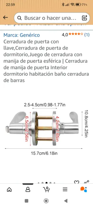 Cuatro cerraduras de puerta interior con llave