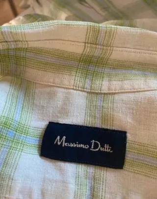 Camisa de cuadros verde y blanco de Massimo Dutti