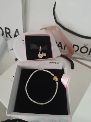 Pulsera Pandora Corazón Oro y Plata
