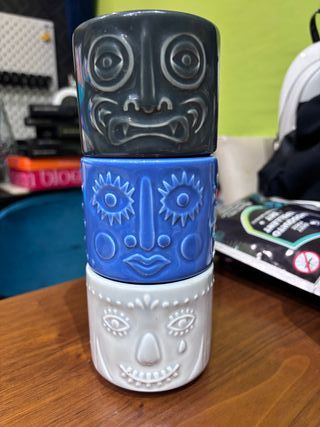 3 Vasos Tiki Cerámica Apilables