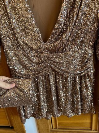 Blusa Sfera lentejuelas bronce Talla L
