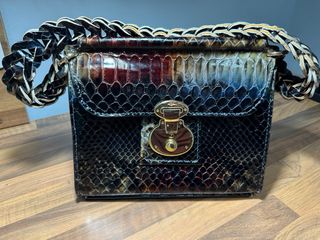 Bolso Piel Negro y Marrón