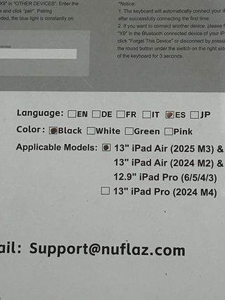 NUFLAZ Teclado funda  iPad Air 13 Pulgada (M2/M3)