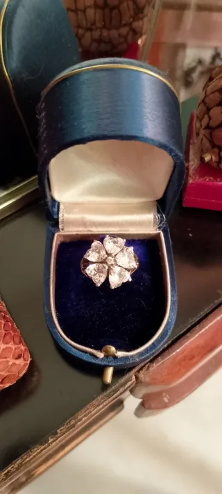 Antico Anello Argento Zirconi