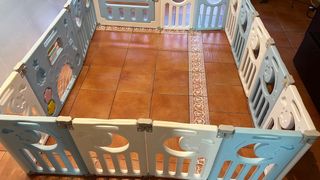 Parque infantil bebé azul y blanco 16 piezas