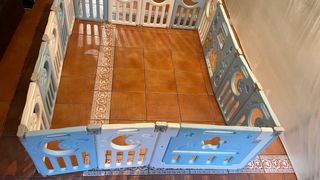 Parque infantil bebé azul y blanco 16 piezas