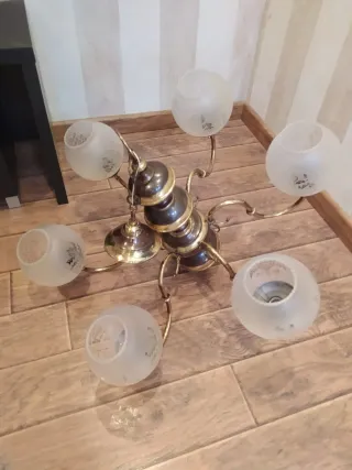 Lámpara de techo bronce y cristal