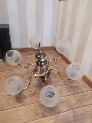 Lámpara de techo bronce y cristal