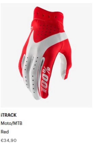 Guantes 100% iTrack Rojos y Blancos