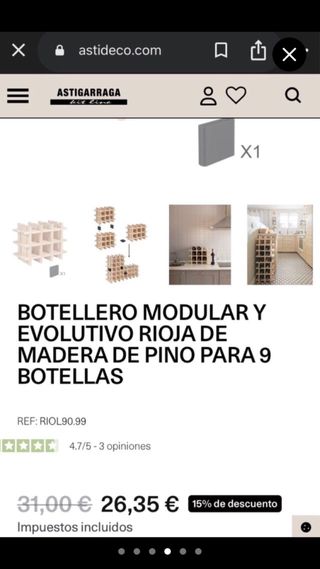 6 Botelleros de Madera NUEVOS