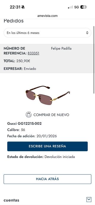Gafas de sol Gucci GG1221S-002 Marrón Dorado