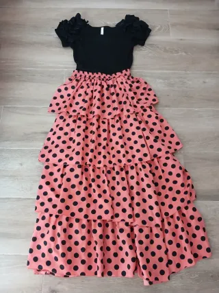 Falda flamenca lunares rosa y negro
