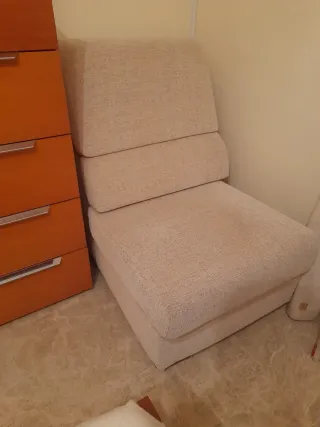 Sofá rinconera beige de tela