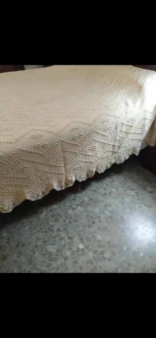 Colcha crochet beige
