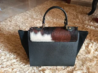 Bolso Piel Negro y Multicolor