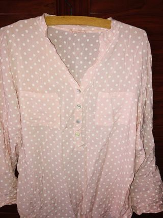 Blusa mujer lunares rosa y blanco