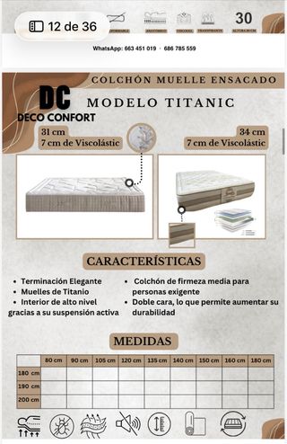 Materasso alta qualità con molle insacchettate, spessore 30 cm