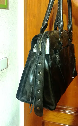 Bolso de hombro negro vintage bowling