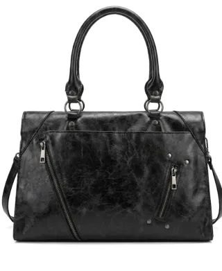 Bolso de hombro vintage negro bowling grande