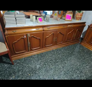 Mueble de salón antiguo madera y mármol