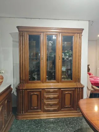 Mueble de salón antiguo madera y mármol