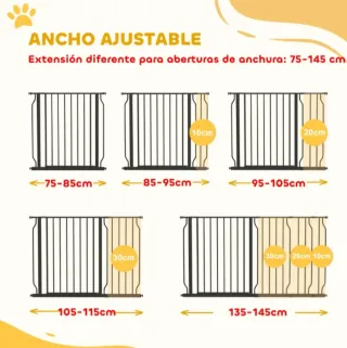 Valla para perros metal negra puerta mascotas