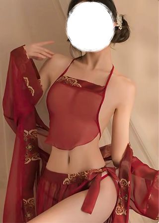 Conjunto Ropa Interior Rojo y Dorado