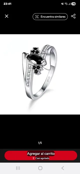 Anillo Plata Zafiro Negro