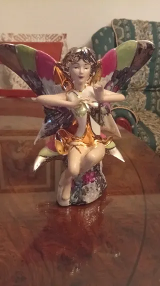 Mesa consola y espejo dorado bambú