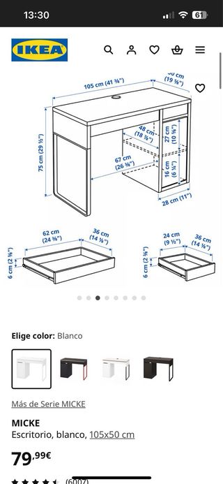 Scrivania Ikea Bianca 3 Pezzi