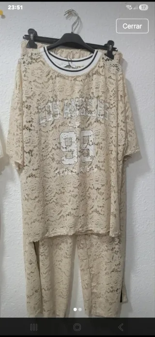 Conjunto encaje beige Los Angeles 99