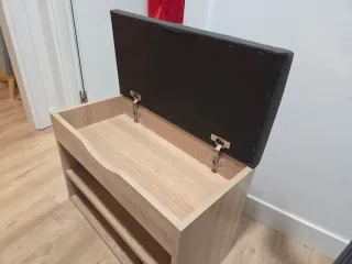 Banco zapatero madera roble con cajón