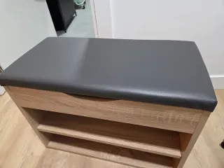 Banco zapatero madera roble con cajón