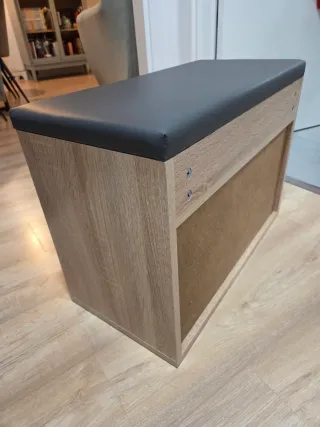 Banco zapatero madera roble con cajón