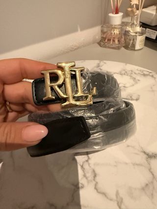 Cintura Ralph Lauren Nera con Fibbia Oro