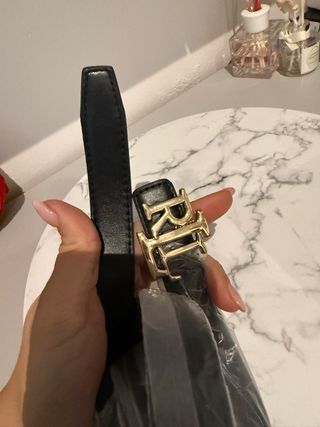 Cintura Ralph Lauren Nera con Fibbia Oro