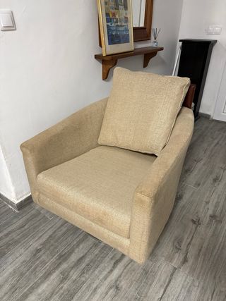 Sillón butaca beige tela
