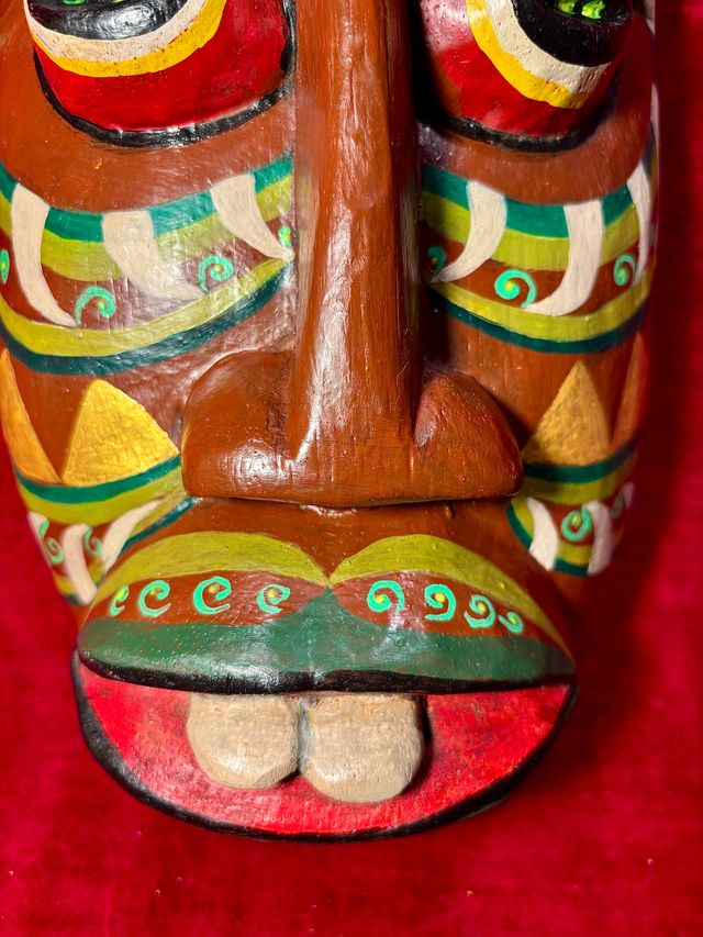 Máscara Tiki Samoa Madera Marrón Multicolor