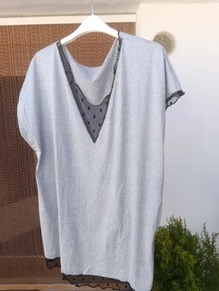 Camisón gris con encaje 4XL