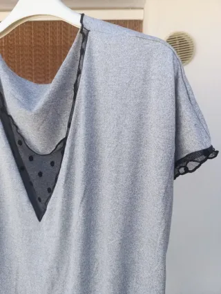 Camisón gris con encaje 4XL